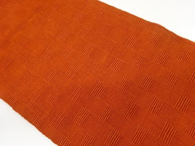 手織り紬縞に四角模様織出し名古屋帯